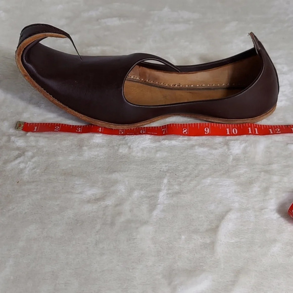 Men's Brown All Leather Handmade‎ Punjabi Jutti Shoes - Picture 13 of 15